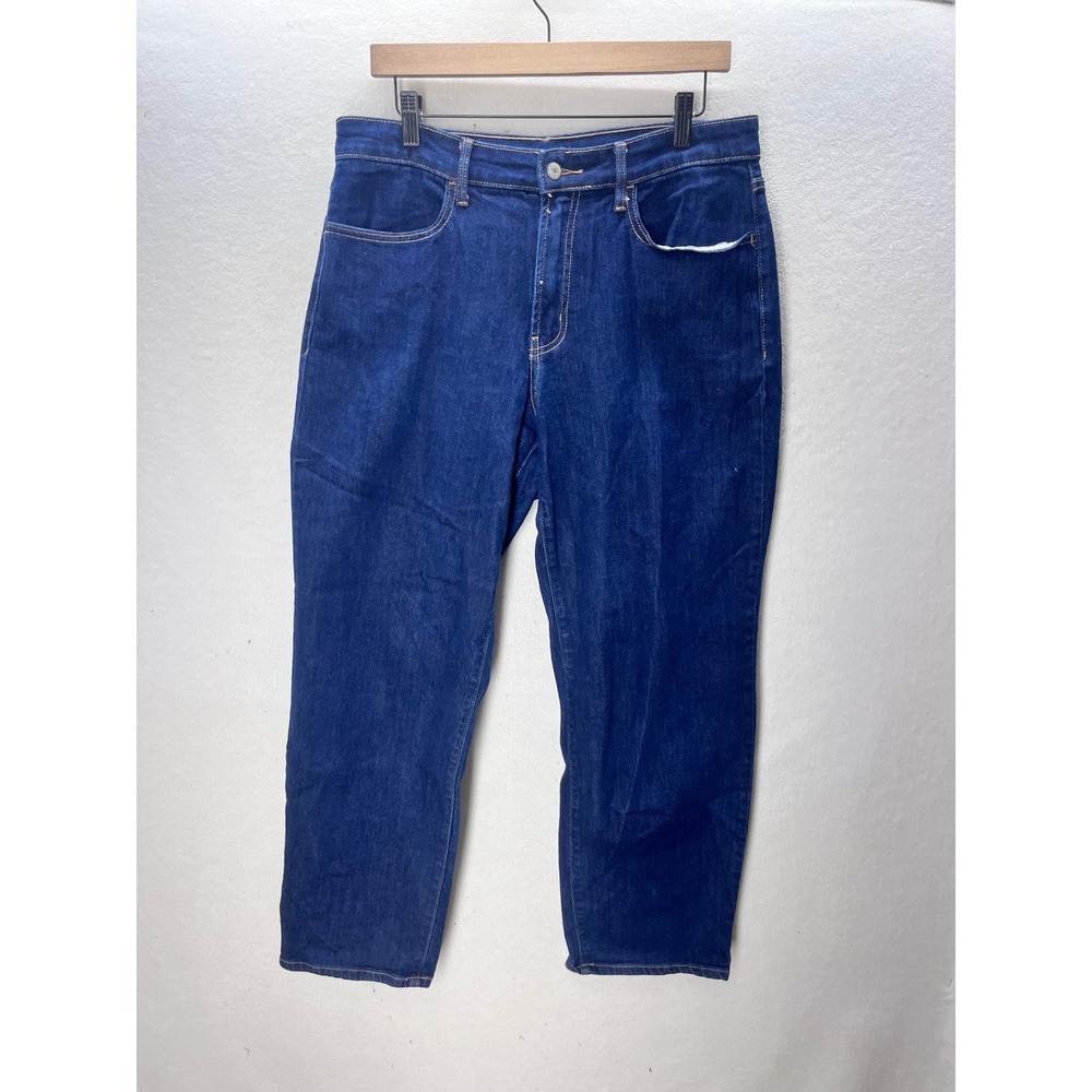 Old Navy High Rise Loose Fit Jeans Women 12 Blue Dark Wash Stretch 3378